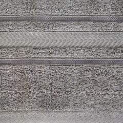Biały RĘCZNIK kąpielowy z bawełny egipskiej ze lśniącą bordiurą Eurofirany - 50 x 90 cm - stalowy 4
