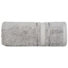 Biały RĘCZNIK kąpielowy z bawełny egipskiej ze lśniącą bordiurą Eurofirany - 50 x 90 cm - stalowy 2