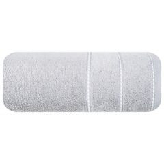 Ręcznik bawełniany srebrny MARI z bordiurą z welwetu 50x90 cm Eurofirany o gramaturze 500 g/m2 - 50 x 90 cm - srebrny 2