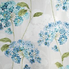 Zasłona srebrna IDALIA zaciemniająca w niebieskie kwiaty hortensji Eurofirany - 140 x 250 cm - niebieski 3