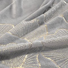 Koc srebrny GINKO z mikroflano ze wzorem liści miłorzębu Eurofirany - 150 x 200 cm - srebrny 4