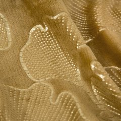 Koc miodowy GINKO z mikroflano ze wzorem liści miłorzębu Eurofirany - 150 x 200 cm - złoty 4