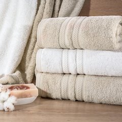 Ręcznik kąpielowy SESI z czesanej bawełny z bordiurą w pasy Eurofirany - 50 x 90 cm - kremowy 8