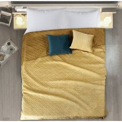 Musztardowa narzuta do sypialni LUIZ velvet pikowany 220x240 cm DESIGN 91 - 220 x 240 cm - musztardowy 2