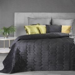 Narzuta na łóżko czarna SOFIA 1 z matowego welwetu pikowana bezszwowo 220x240 cm Eurofirany - 220 X 240 cm - czarny 1