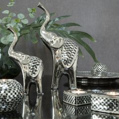 Figurka ceramiczna srebrna AURORA w kształcie łabędzia 26x7x25 cm Eurofirany - 26 x 7 x 25 cm - srebrny 7