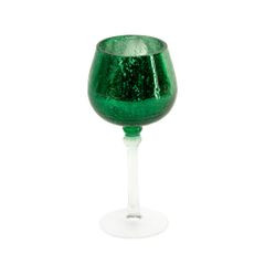 Świecznik dekoracyjny VERRE zielony w kształcie kielicha ze szkła artystycznego Eurofirany - ∅ 9 x 20 cm - biały 1
