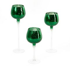 Świecznik dekoracyjny VERRE zielony w kształcie kielicha ze szkła artystycznego Eurofirany - ∅ 9 x 20 cm - biały 6