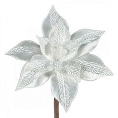 Srebrny kwiat dekoracyjny na choinkę z wytłaczanego welwetu 25 cm Eurofirany - 20 cm - srebrny 1