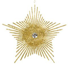 Złote GWIAZDY z kryształami - ozdoby choinkowe śr. 16szt zestaw 6szt - 16 cm - złoty 2