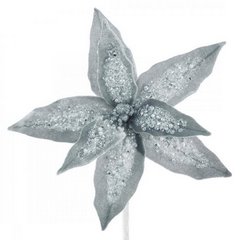 Srebrna gwiazda betlejemska z kryształkami na płatkach kwiat na choinkę 25 cm Eurofirany - 25 cm - srebrny 1
