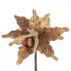 Miodowy kwiat dekoracyjny z brokatem na choinkę 25 cm Eurofirany - 25 cm - złoty 1