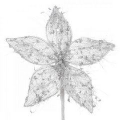 Srebrny kwiat dekoracyjny z drobnymi włoskami na choinkę 20 cm Eurofirany - 20 cm - srebrny 1