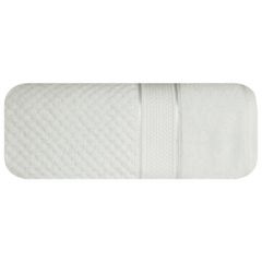 Ręcznik JESSI wytłaczany w kratkę z welwetową bordiurą Eurofirany - 50 x 90 cm - biały 2