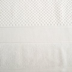Ręcznik JESSI wytłaczany w kratkę z welwetową bordiurą Eurofirany - 70 x 140 cm - kremowy 5