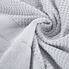 Ręcznik JESSI wytłaczany w kratkę z welwetową bordiurą Eurofirany - 50 x 90 cm - jasnopopielaty 6
