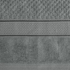 Ręcznik JESSI wytłaczany w kratkę z welwetową bordiurą Eurofirany - 50 x 90 cm - stalowy 4