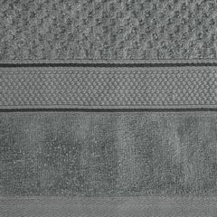 Ręcznik JESSI wytłaczany w kratkę z welwetową bordiurą Eurofirany - 50 x 90 cm - stalowy 5