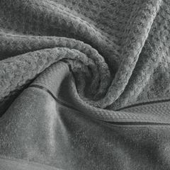 Ręcznik JESSI wytłaczany w kratkę z welwetową bordiurą Eurofirany - 50 x 90 cm - stalowy 6