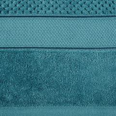 Ręcznik JESSI wytłaczany w kratkę z welwetową bordiurą Eurofirany - 70 x 140 cm - turkusowy 4