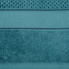 Ręcznik JESSI wytłaczany w kratkę z welwetową bordiurą Eurofirany - 70 x 140 cm - turkusowy 5