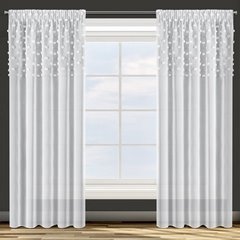 Dekoracja okienna STELLA biała z naszywanymi kropkami  taśma Design91 - 140 x 270 cm - biały 2