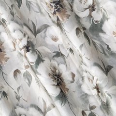 Daisy srebrna zasłona welwetowa w beżowe kwiaty na przelotkach 140x250 cm Eurofirany - 140 x 250 cm - szary 2