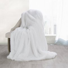 Koc ze sztucznego futerka na fotel biały TIFFANY podszyty polarem 70x160 cm DESIGN 91 - 70 x 160 cm - biały 3