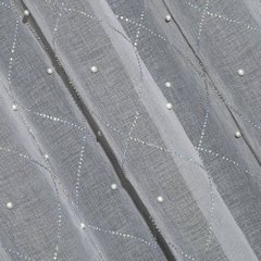 Perla srebrna firana z etaminy zdobiona perełkami 140x250 cm na przelotkach - 140 x 250 cm - szary 2