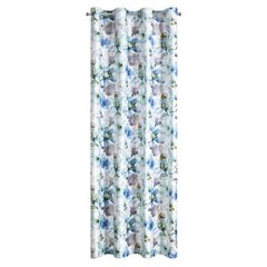 Lillie kremowa zasłona z welwetu we wzór niebieskich kwiatów 140x250 cm na przelotkach - 140 x 250 cm - kremowy 6