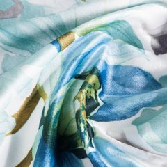 Lillie kremowa zasłona z welwetu we wzór niebieskich kwiatów 140x250 cm na przelotkach - 140 x 250 cm - kremowy 4