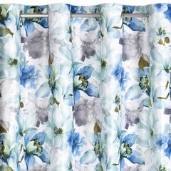 Lillie kremowa zasłona z welwetu we wzór niebieskich kwiatów 140x250 cm na przelotkach - 140 x 250 cm - kremowy 5
