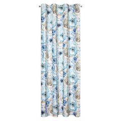 Jollie kremowa zasłona z welwetu w niebieskie kwiaty na przelotkach 150x250 cm Eurofirany - 140 x 250 cm - kremowy 6