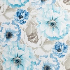 Jollie kremowa zasłona z welwetu w niebieskie kwiaty na przelotkach 150x250 cm Eurofirany - 140 x 250 cm - kremowy 3