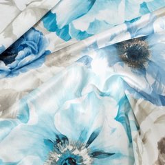 Jollie kremowa zasłona z welwetu w niebieskie kwiaty na przelotkach 150x250 cm Eurofirany - 140 x 250 cm - kremowy 4
