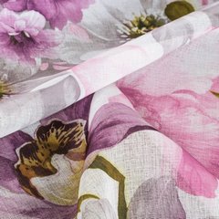 BELLA biała zasłona z etaminy w różowe kwiaty z efektem akwareli na przelotkach 140x250 cm EUROFIRANY - 140 x 250 cm - ciemnoróżowy 4