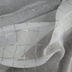 Firana DIMA z wzorem srebrnej kratki z etaminy Eurofirany - 140 x 250 cm - biały 4
