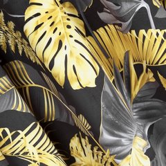 Zasłona BLER welwetowa w musztardowe liście monstery Eurofirany - 140 x 270 cm - żółty 2