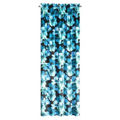 Zasłona KLEO z welwetu w niebieskie kwiaty Eurofirany - 140 x 270 cm - czarny 6
