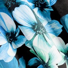 Zasłona KLEO z welwetu w niebieskie kwiaty Eurofirany - 140 x 270 cm - czarny 2