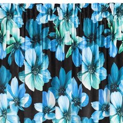 Zasłona KLEO z welwetu w niebieskie kwiaty Eurofirany - 140 x 270 cm - czarny 5