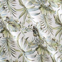 Borneo biała zasłona z welwetu wzór liści palmowych 140x250 cm na przelotkach Eurofirany - 140 x 250 cm - zielony 2