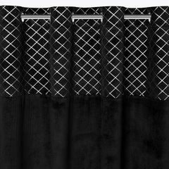 Zasłona z welwetu czarna HAZEL z dekoracyjnym pasem srebrnego wzoru 140x250 cm na przelotkach Eurofirany - 140 x 250 cm - czarny 5