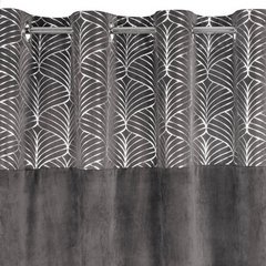 Zasłona LINDI welwetowa z pasem srebrnego nadruku Eurofirany - 140 x 250 cm - grafitowy 5