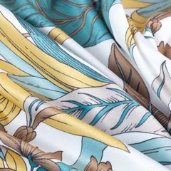 Zasłona welwetowa biała BARI z turkusowym wzorem egzotycznych liści 140x250 cm na przelotkach DESIGN 91 - 140 x 250 cm - turkusowy 5