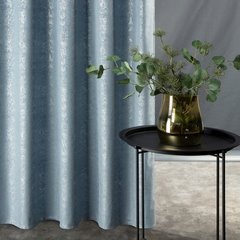 Zasłona CYPR welwetowa ze wzorem srebrnej przecierki Design 91 - 140 x 270 cm - niebieski 1