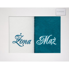 Komplet ręczników z haftem MĄŻ ŻONA Eurofirany - 46 x 36 x 7 cm - biały 1