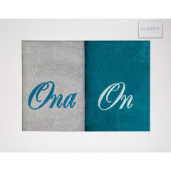 Komplet ręczników z haftem ONA I ON Eurofirany - 46 x 36 x 7 cm - popielaty 1