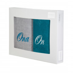 Komplet ręczników z haftem ONA I ON Eurofirany - 46 x 36 x 7 cm - popielaty 2