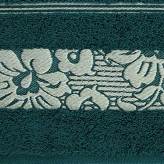 Ręcznik SYLWIA turkusowy z bordiurą w kwiaty Eurofirany - 50 x 90 cm - turkusowy 3